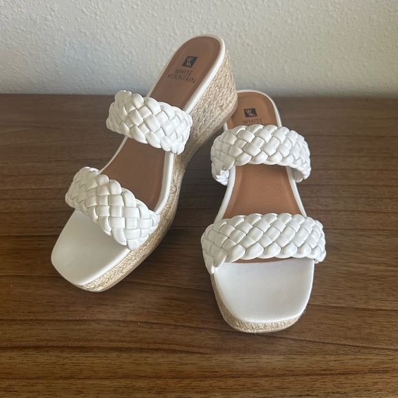 NWOT - White Mountain White Espadrille Braided Leather Sandals - Picture 4 of 10